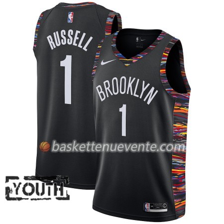 Maillot Basket Brooklyn Nets D'Angelo Russell 1 2018-19 Nike City Edition Noir Swingman - Enfant